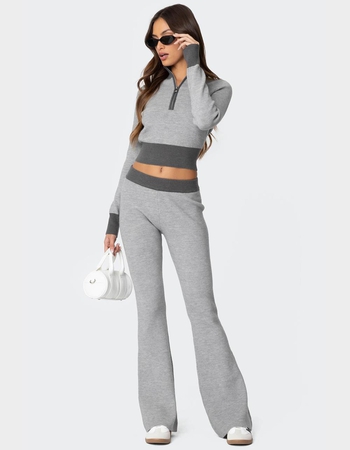 EDIKTED Lei Contrast Knit Flared Pants Alternative Image