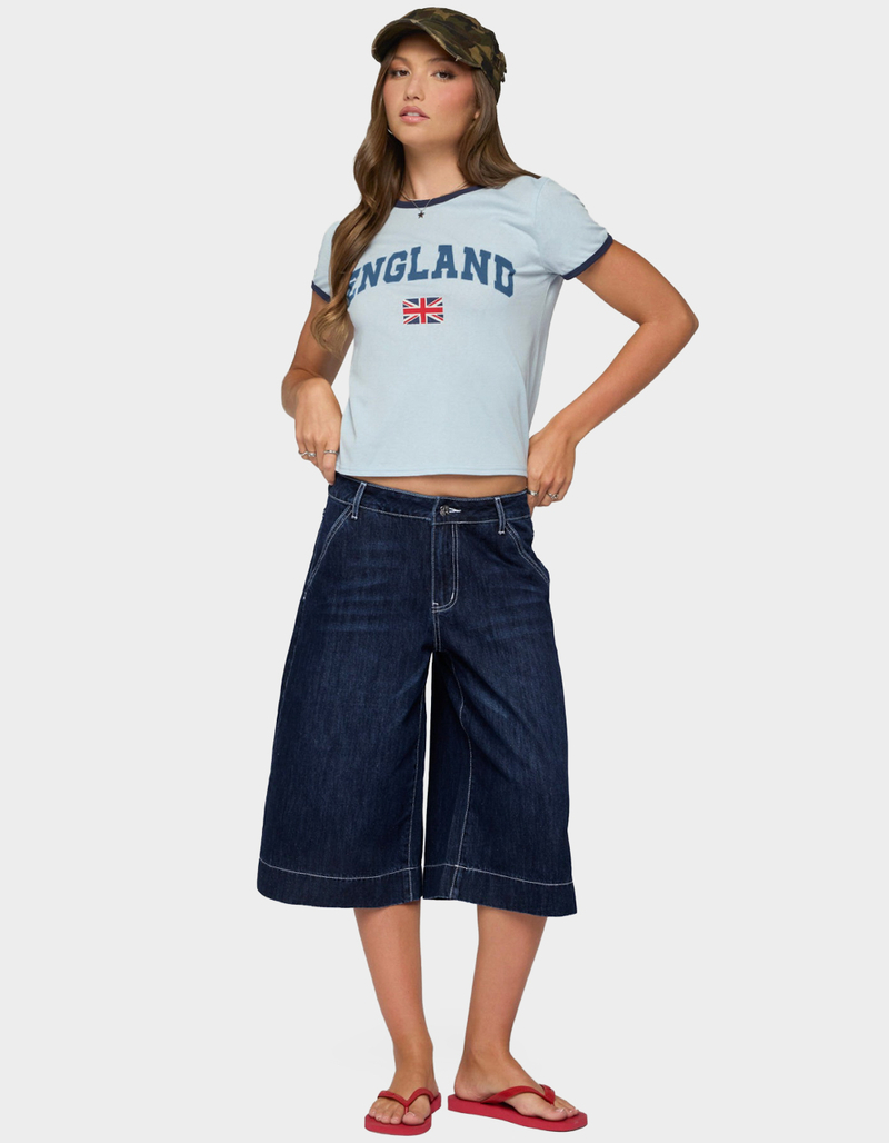 EDIKTED Letty Low Rise Denim Bermuda Shorts image number 4