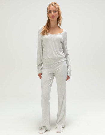 FULL TILT Brushed Lace Trim Womens Long Sleeve Top Alternative Image