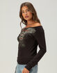 BDG Urban Outfitters Maverick Rhinestone Womens Long Sleeve Baby Tee image number 3