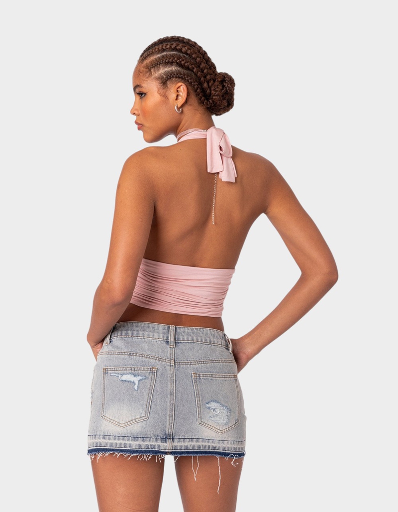 EDIKTED Lillie Knotted Halter Top image number 3