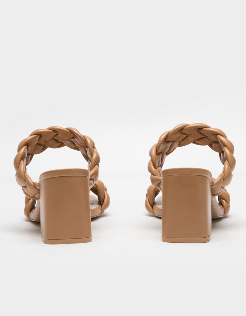 SODA Braided Womens Camel Block Heel Mules image number 3