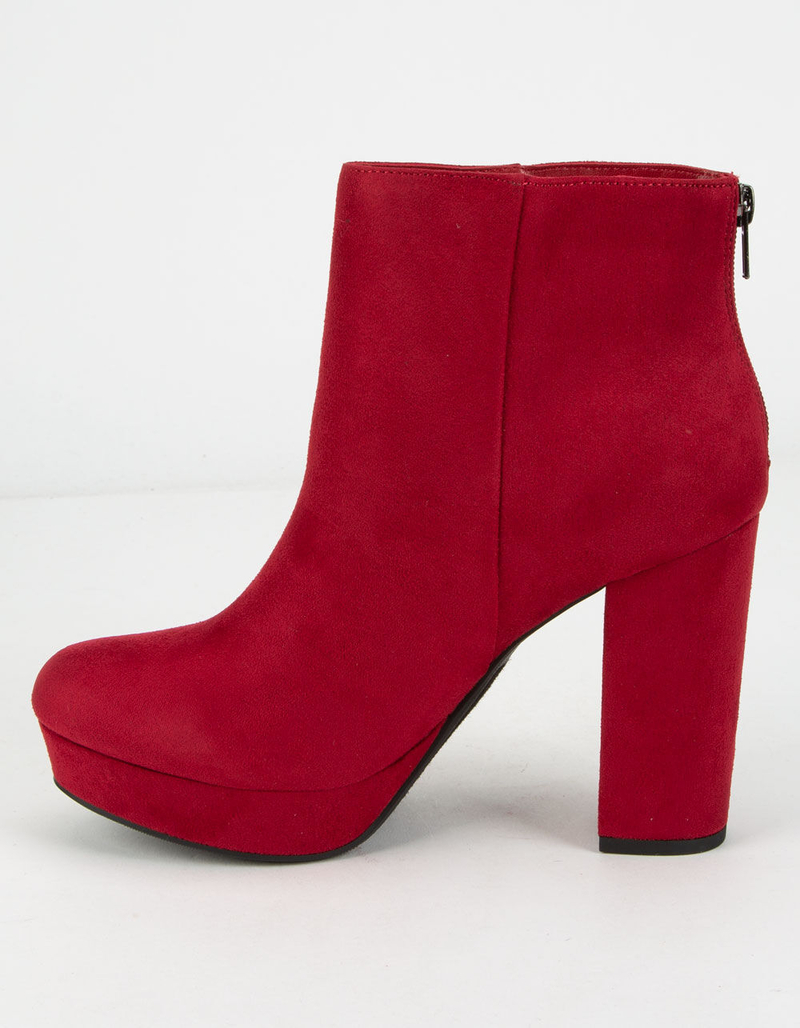 DELICIOUS Faux Suede Ankle High Heel Womens Boot image number 2