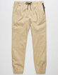 BROOKLYN CLOTH Twill Zip Side Pockets Khaki Mens Jogger Pants image number 1