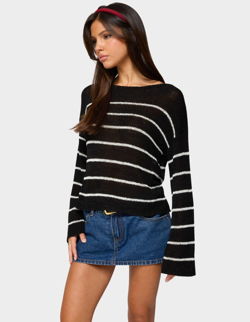 EDIKTED Striped Drop Shoulder Light Knit Sweater image number 1