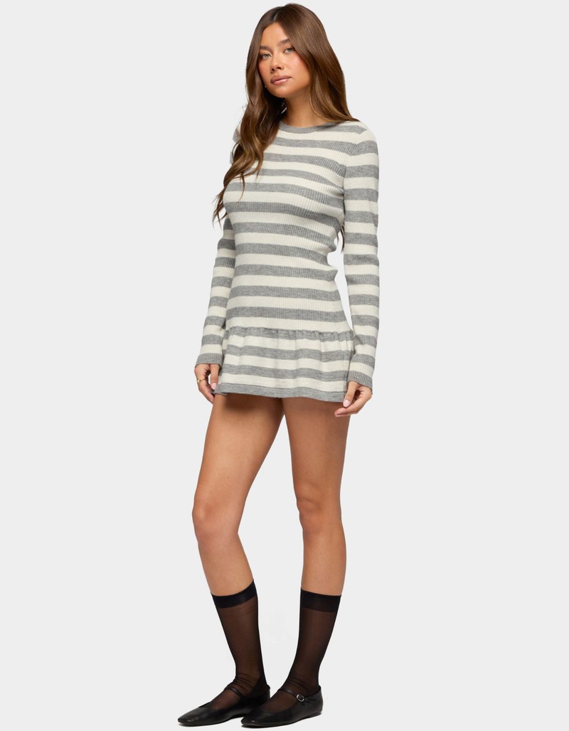 EDIKTED Caisyn Striped Ribbed Knit Mini Dress image number 0