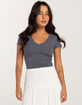TILLYS V-Neck Rib Womens Tee image number 1