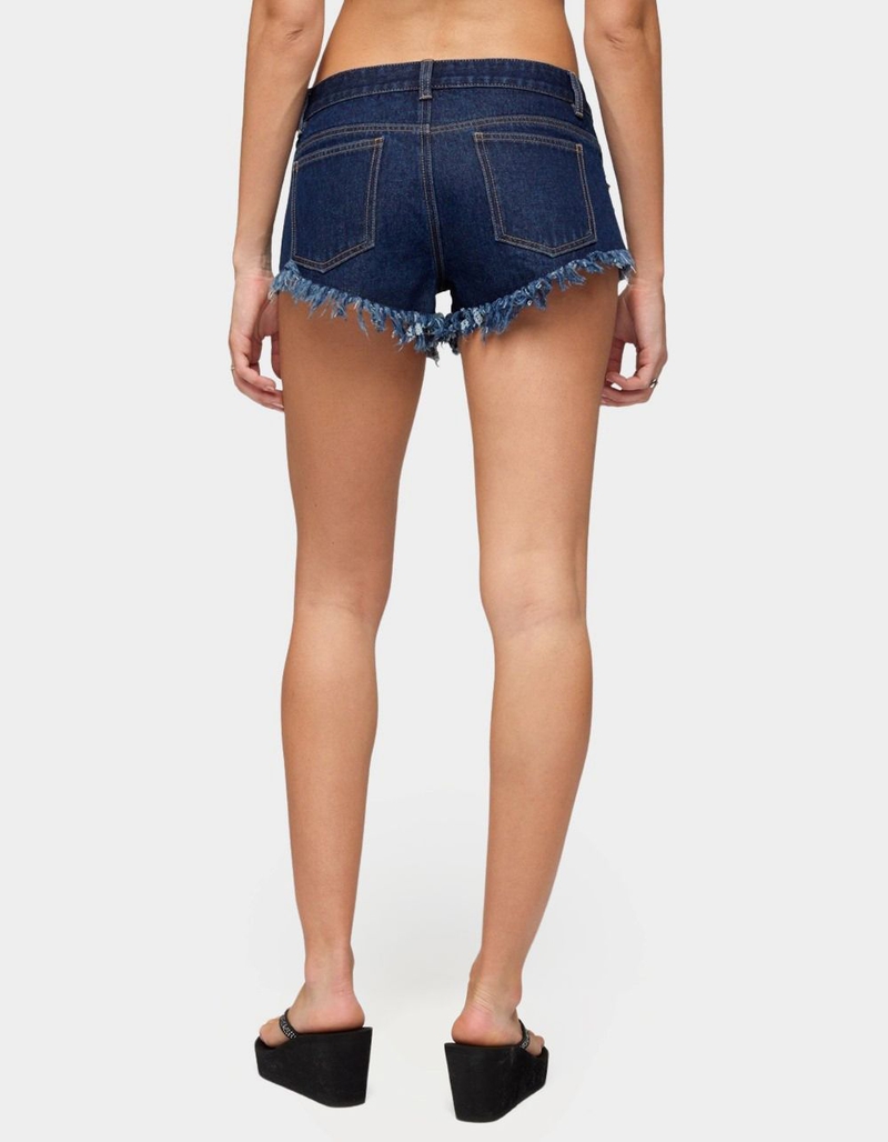 EDIKTED Studded & Distressed Low Rise Denim Shorts image number 2