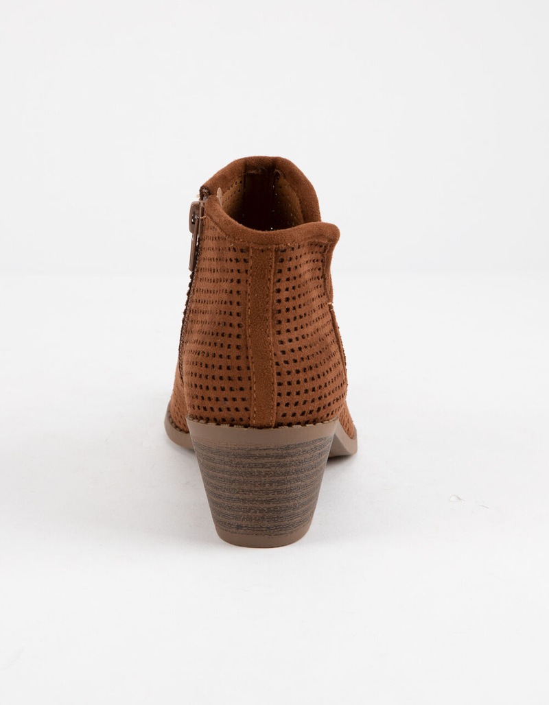 SODA Perforated Side Notch Cognac Girls Booties image number 3
