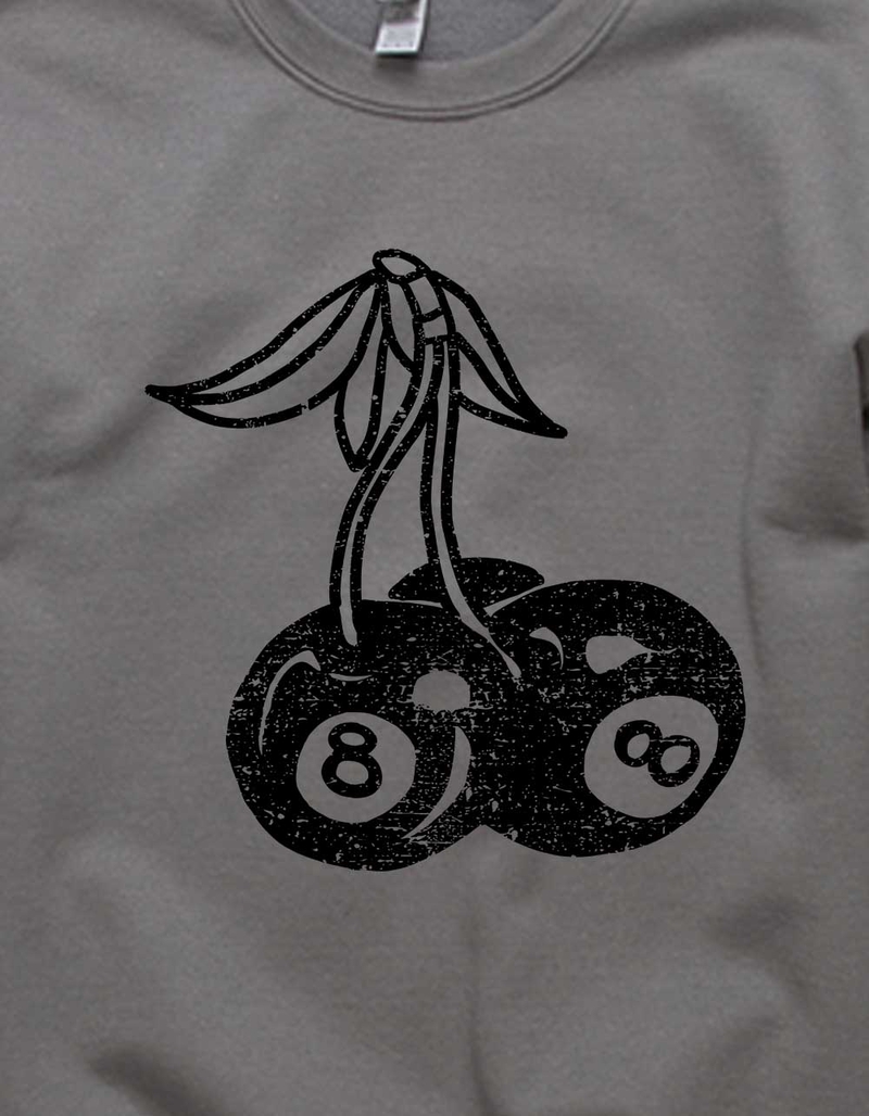 CHERRIES 8 Ball Distressed Unisex Crewneck Sweatshirt image number 1