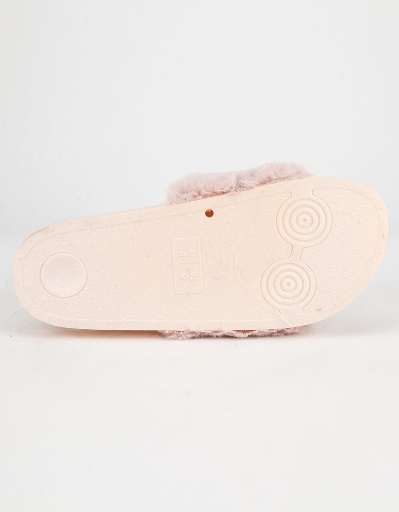 QUPID Faux Fur Pink Womens Sandals image number 3