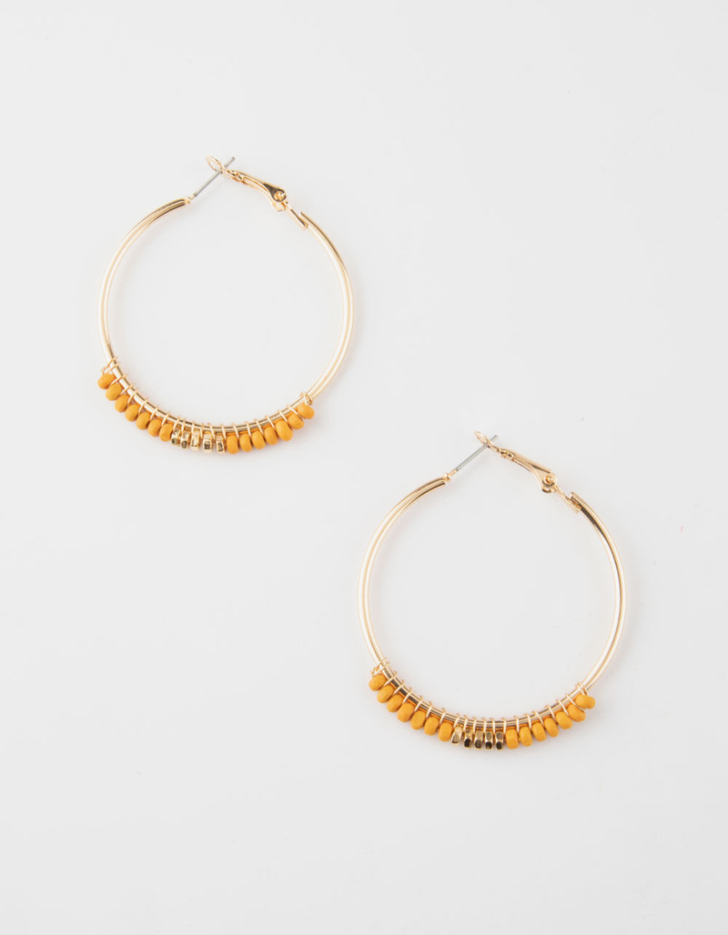 FULL TILT Beaded Orange Hoop Earrings image number 0