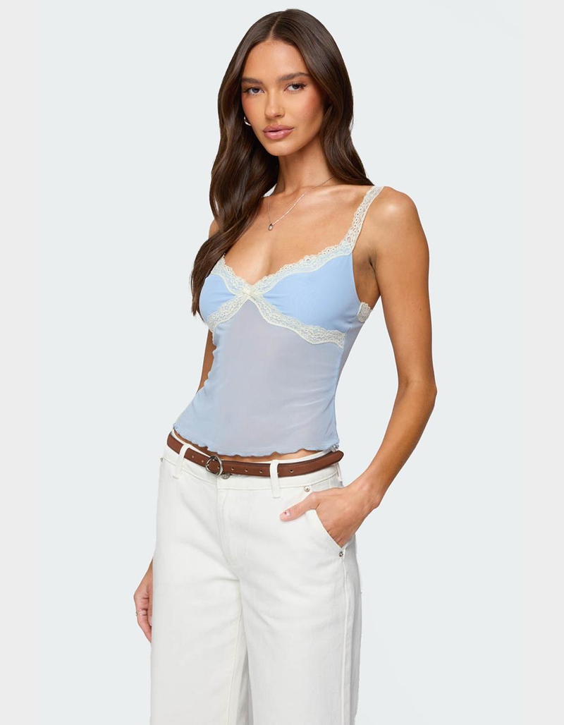 EDIKTED Contrast Lacey Mesh Tank Top image number 2