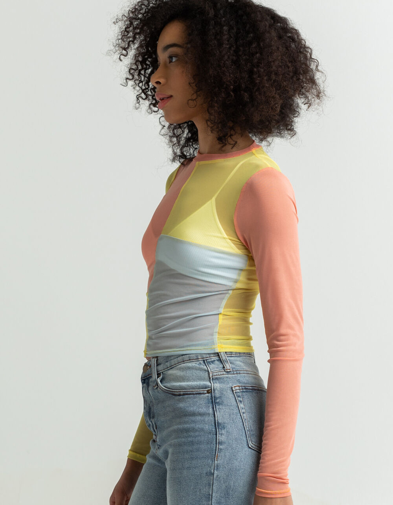 RSQ Womens Solid Blocked Mesh Tee image number 1