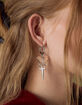 FULL TILT 3 Pack Butterfly/Sword Hoop Earrings image number 2