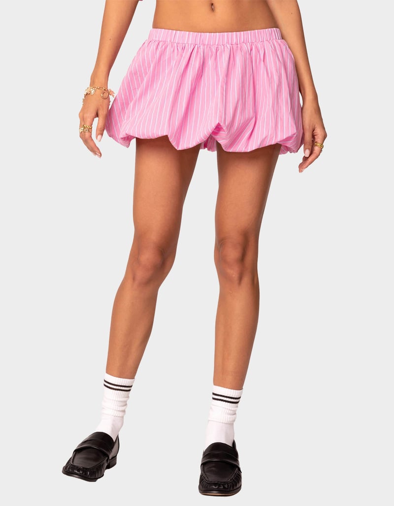 EDIKTED Hila Pinstripe Bubble Mini Skirt PINK Tillys