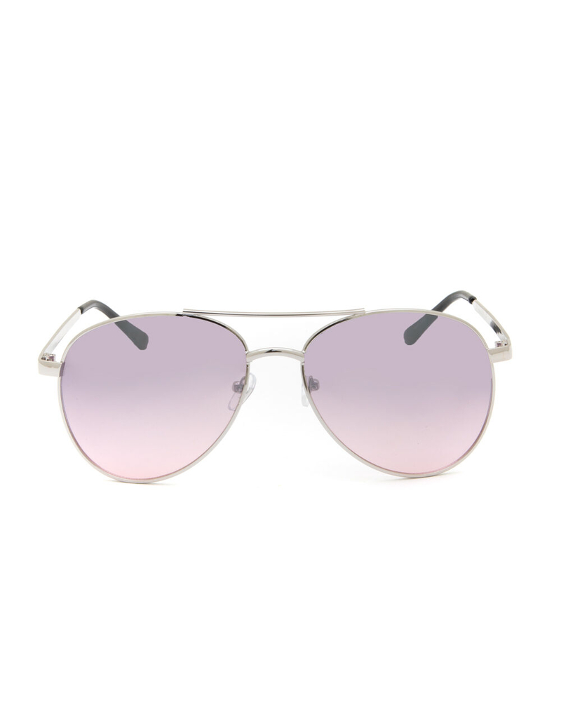 Silver Mirror Aviator Sunglasses image number 1