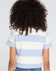 FULL TILT Rugby Stripe Womens Light Blue Crop Tee image number 3