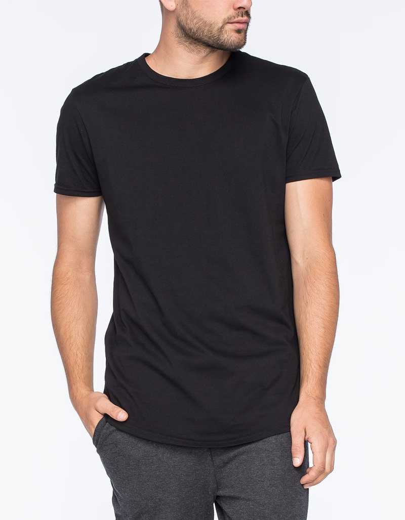 ELWOOD Curved Hem Black Mens Tall Tee image number 1