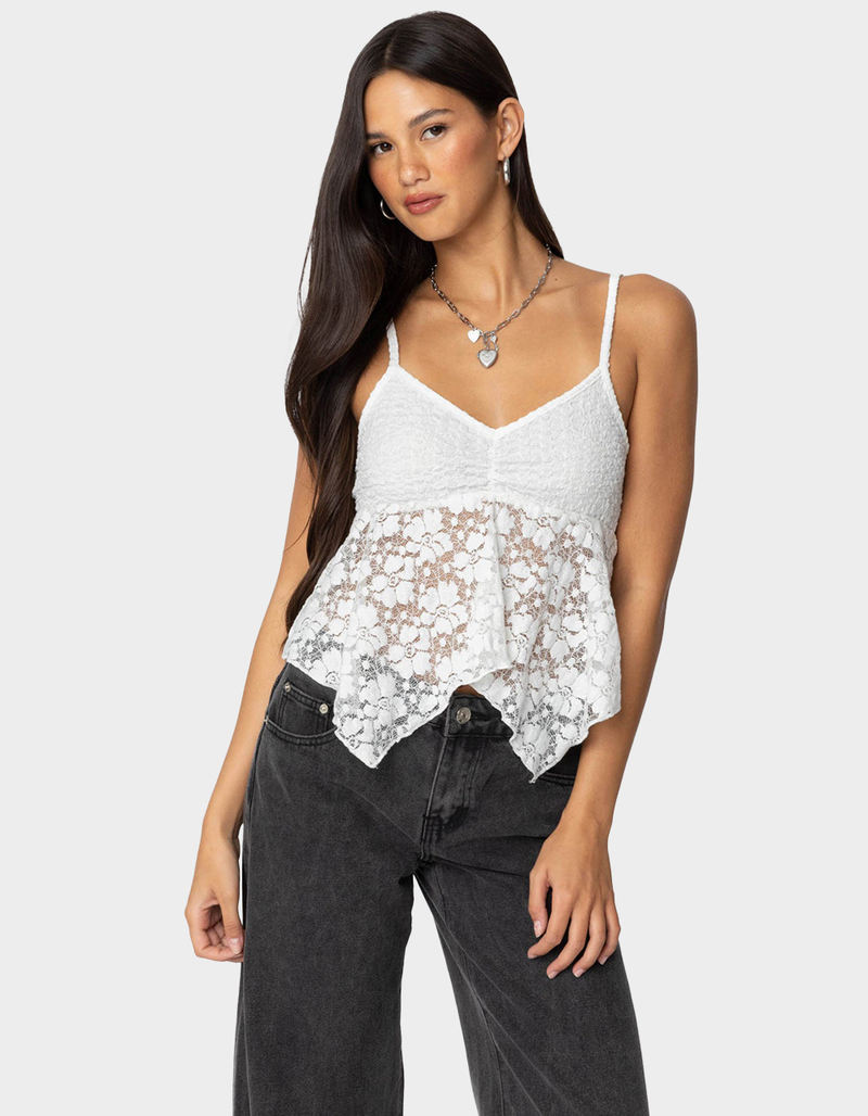 EDIKTED Orchid Sheer Lace Top image number 0