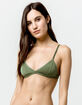 FRENCH AFFAIR Shiny Sateen Olive Bralette image number 1