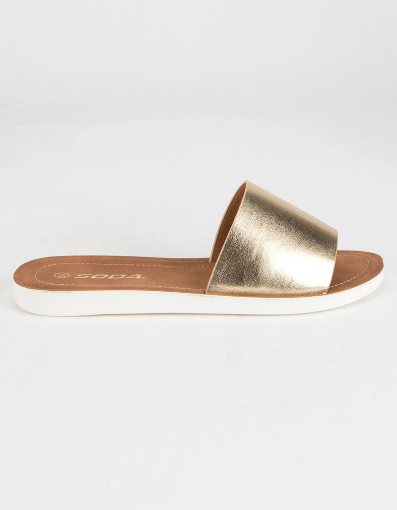 SODA Comfort Womens Gold Slide Sandals image number 2