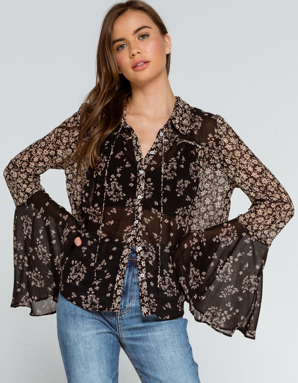 Serena Womens Printed Blouse - BLKCO 