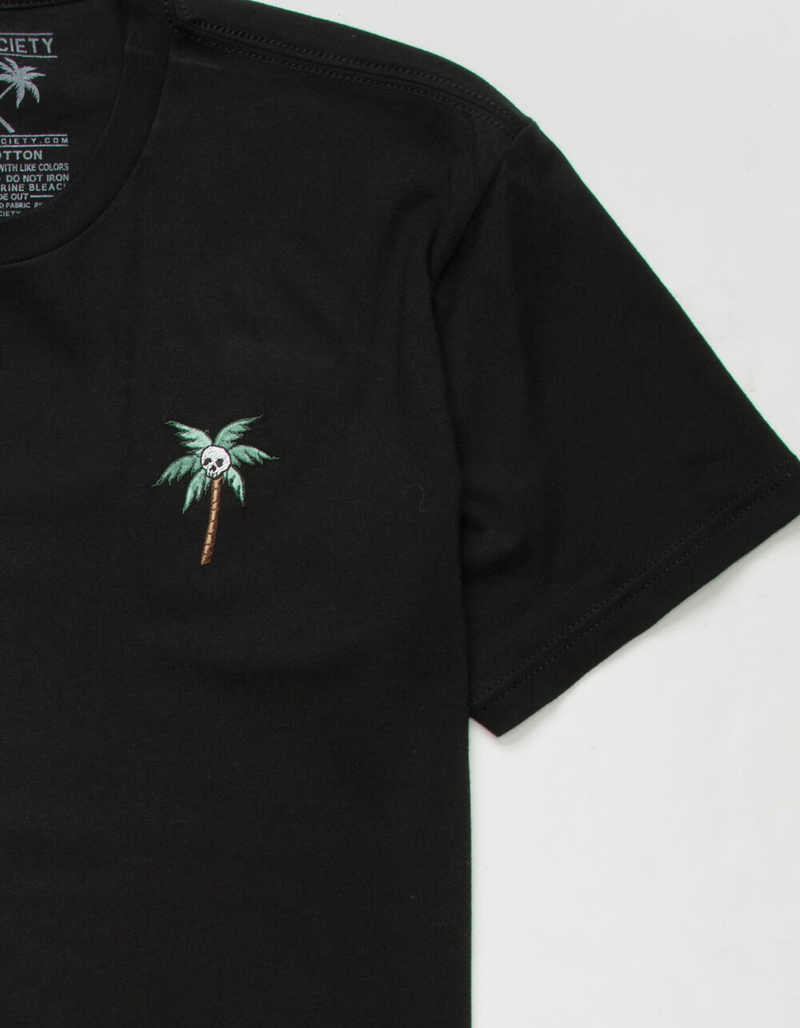 RIOT SOCIETY Skull Palm Embroidered Mens T-Shirt image number 1