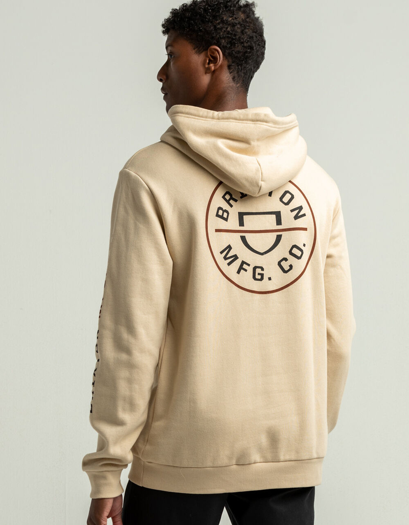 BRIXTON Crest Mens Sand Hoodie image number 2