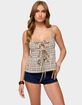 EDIKTED Mirena Tie Front Plaid Top image number 1