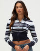 RSQ Womens Stripe Zip-Up Hooded Sweater image number 1