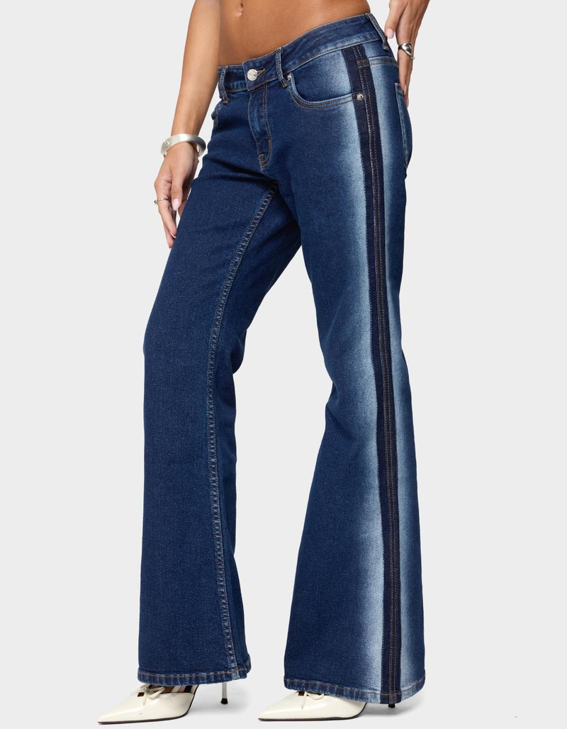 EDIKTED Airbrushed Low Rise Flared Jeans image number 1