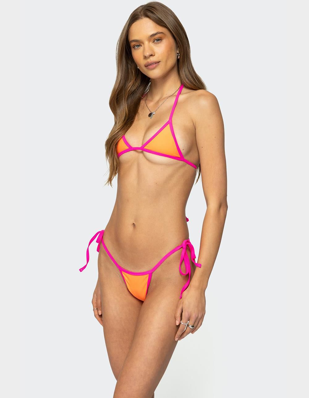 EDIKTED Contrast Micro Triangle Bikini Top - ORANGE | Tillys