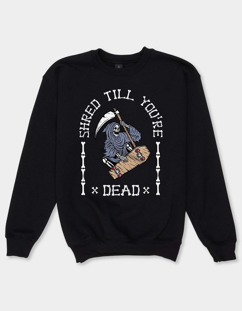 SKELETON Shred Til You're Dead Unisex Kids Crewneck Sweatshirt image number 0
