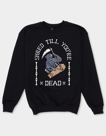 SKELETON Shred Til You're Dead Unisex Kids Crewneck Sweatshirt Primary Image