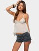 EDIKTED Studded Asymmetric Sheer Babydoll Top image number 1