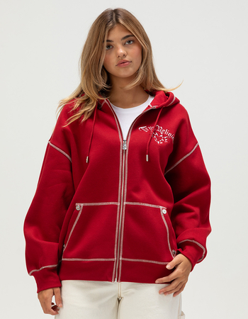 TRUE RELIGION Winged Heart Applique Womens Zip-Up Boyfriend Hoodie Alternative Image