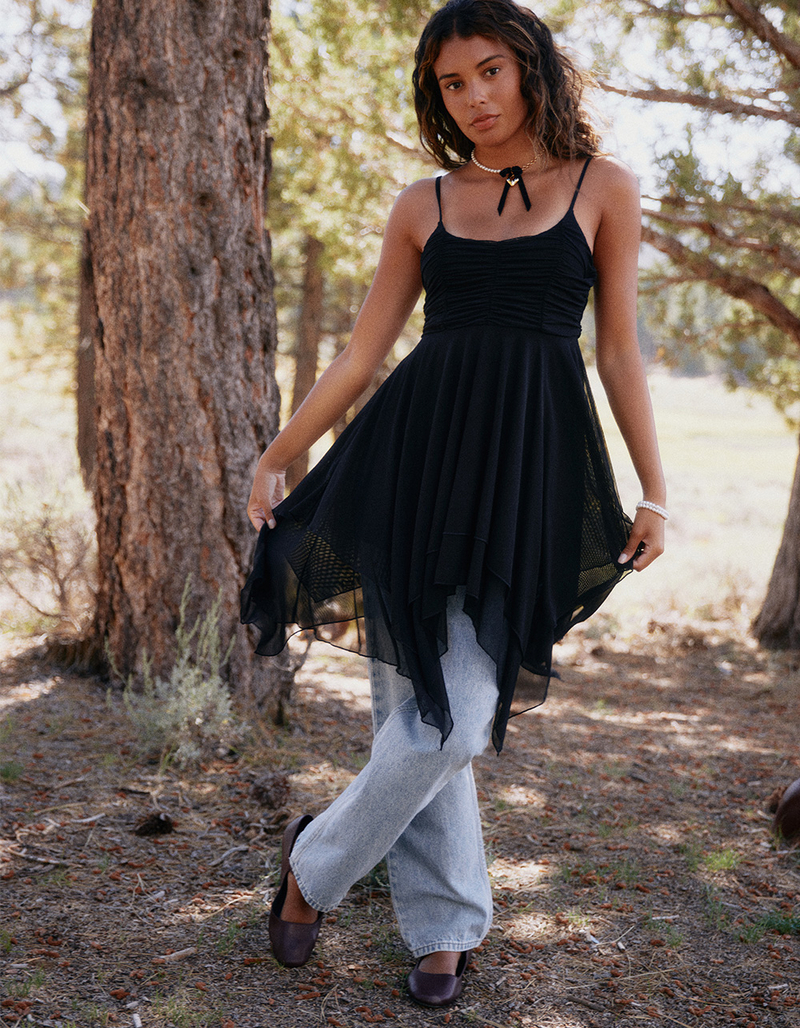 RSQ Womens Hanky Hem Mesh Slip Dress image number 3