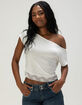 FULL TILT Womens Lace Trim Banded Bottom Off The Shoulder Top image number 2