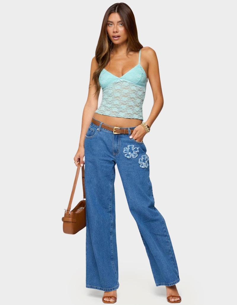 EDIKTED Eira Sheer Lace Tank Top image number 4