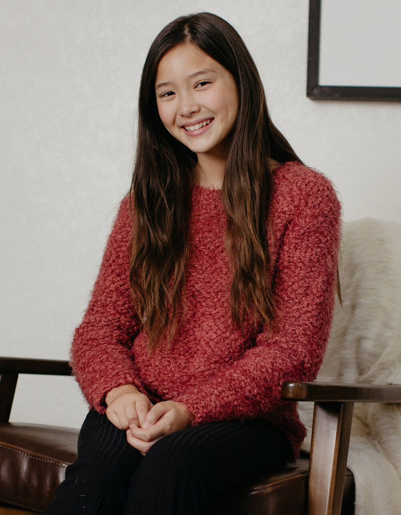 WOVEN HEART Solid Eyelash Girls Pullover image number 0