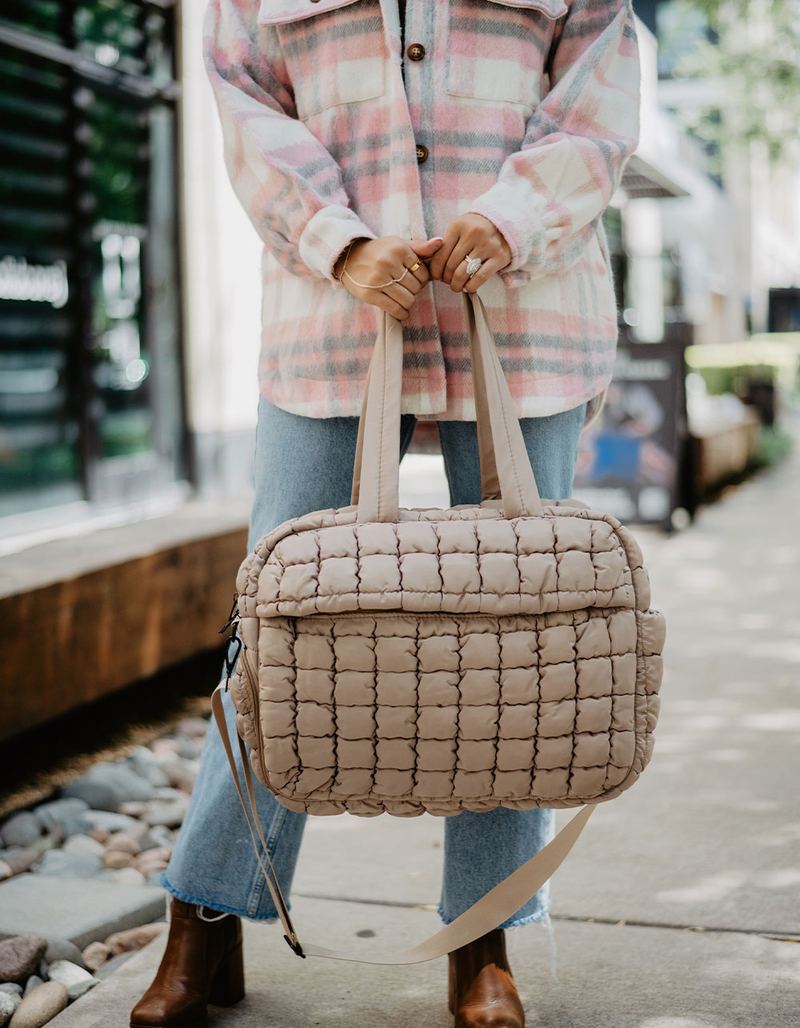 KATYDID Quilted Duffel Weekender Bag with Pass-Thru Slip image number 5