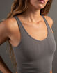 FULL TILT Seamless Lurex V-Neck Womens Rib Tank Top image number 2