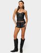 EDIKTED Jessica Lace Up Faux Leather Micro Shorts image number 4