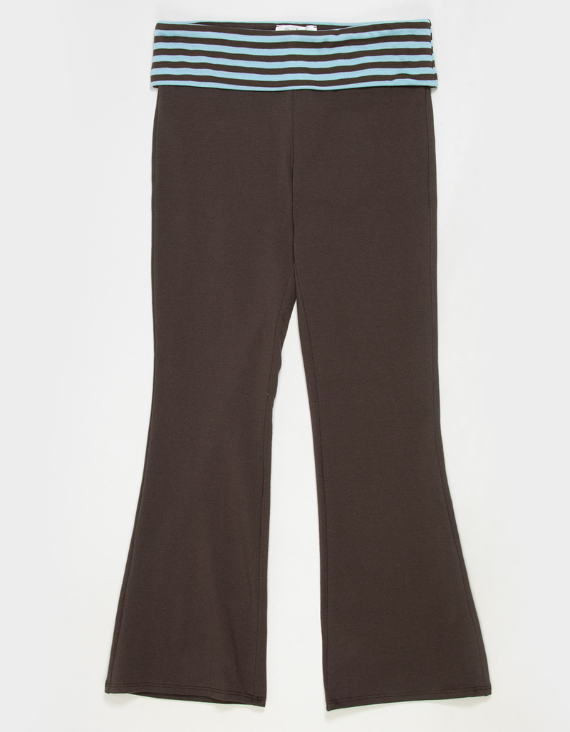 FULL TILT Girls Stripe Fold Over Flare Pants image number 1