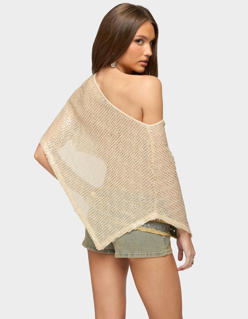 EDIKTED Alanna Sheer Sequin Poncho image number 2