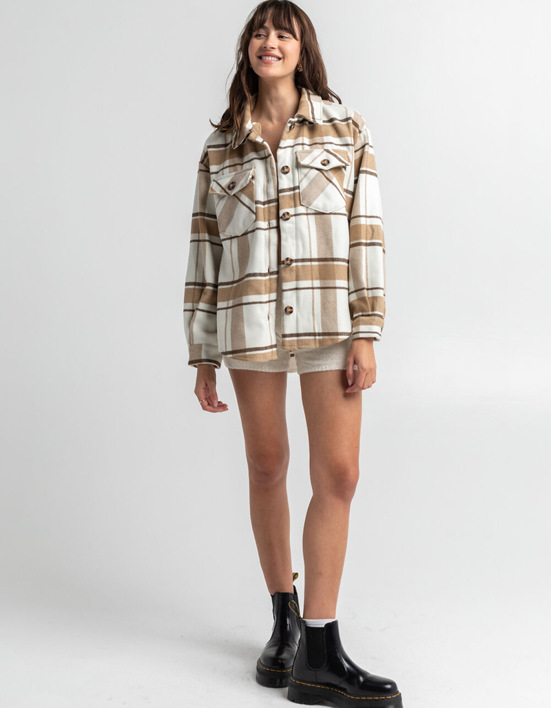 LOVE TREE Plaid Shacket image number 3