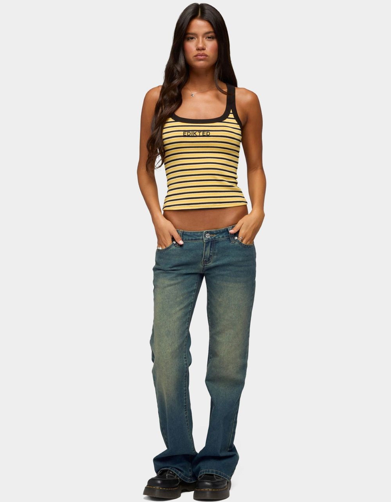 EDIKTED Moonie Low Rise Bootcut Jeans image number 3