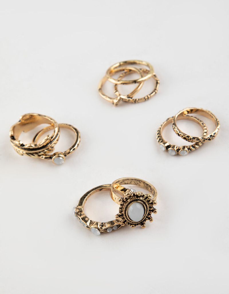 FULL TILT 9 Pack Moon Stone & Flower Ring Set image number 0