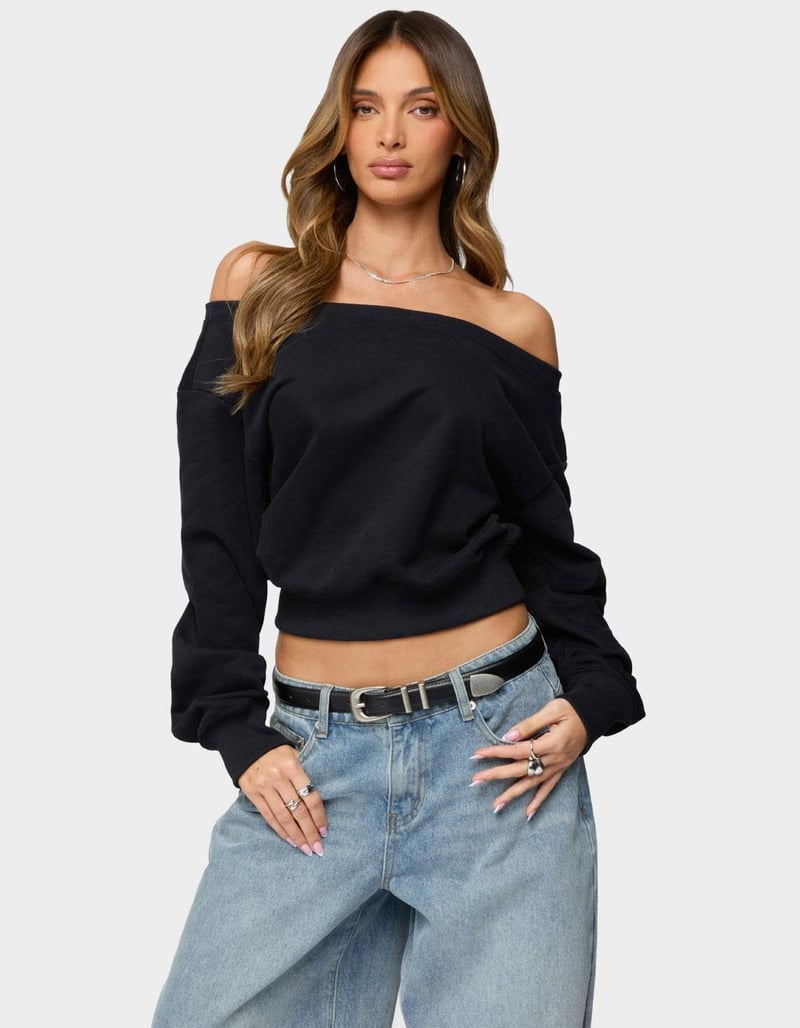 EDIKTED Christy Off Shoulder Sweatshirt image number 0